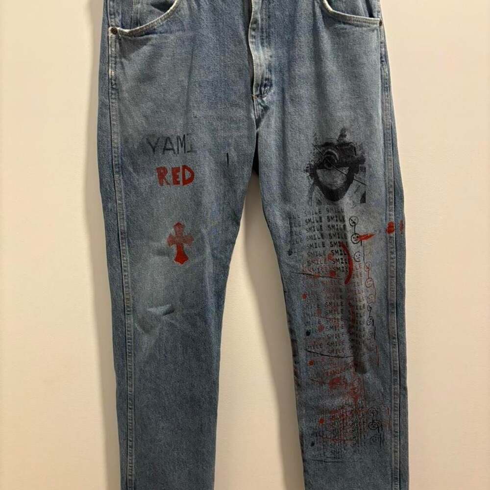 Wrangler Custom Painted Vintage Grunge Denim Jeans